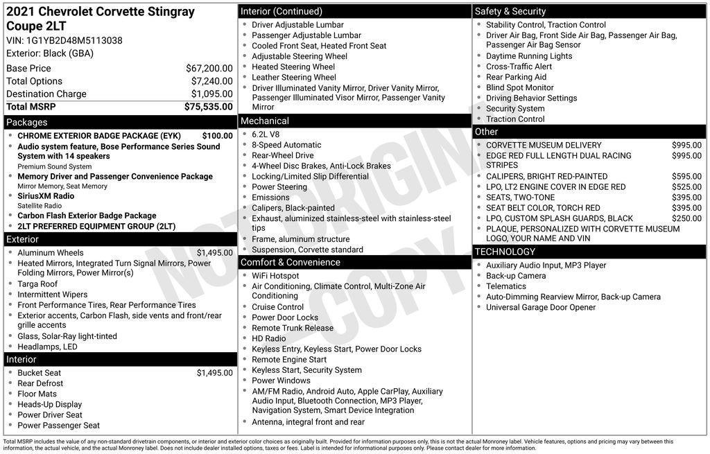 used 2021 Chevrolet Corvette car, priced at $59,978