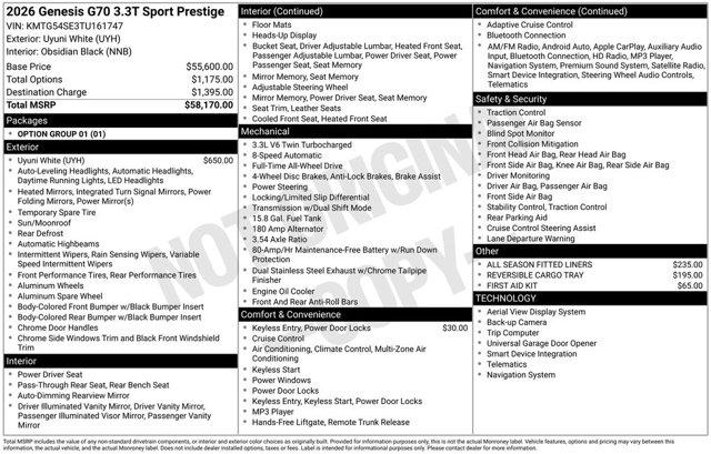 used 2026 Genesis G70 car, priced at $49,844