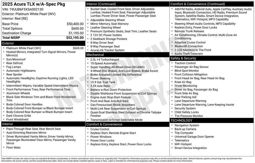 used 2025 Acura TLX car, priced at $43,755