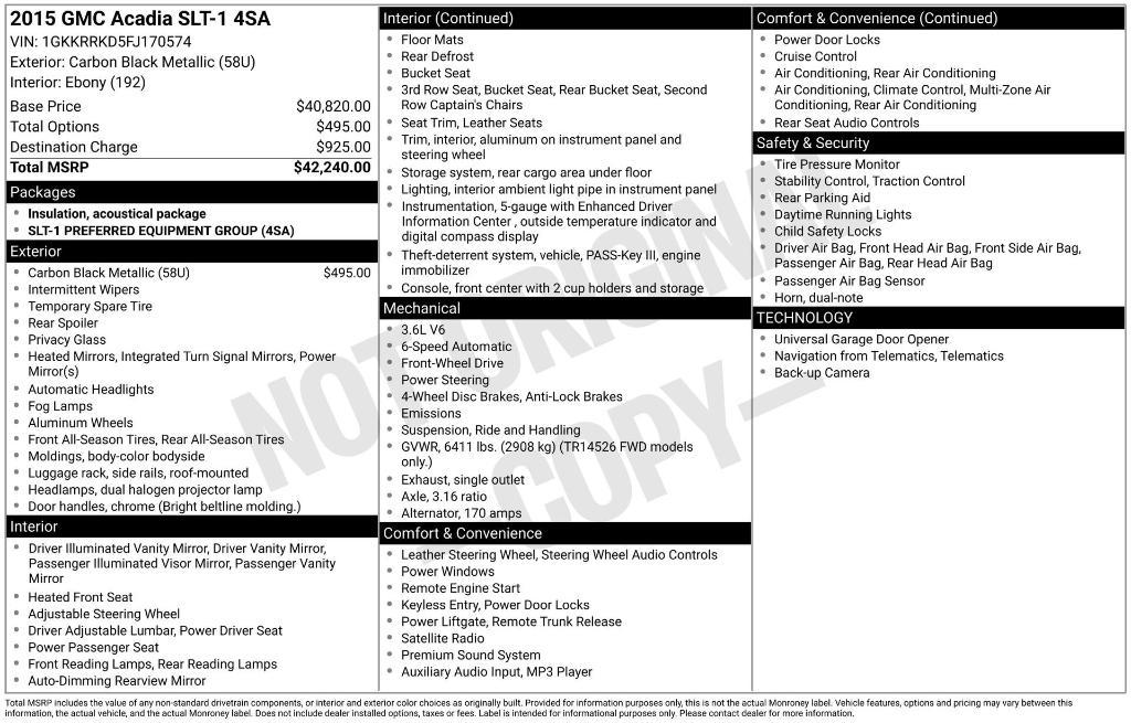 used 2015 GMC Acadia car, priced at $6,990