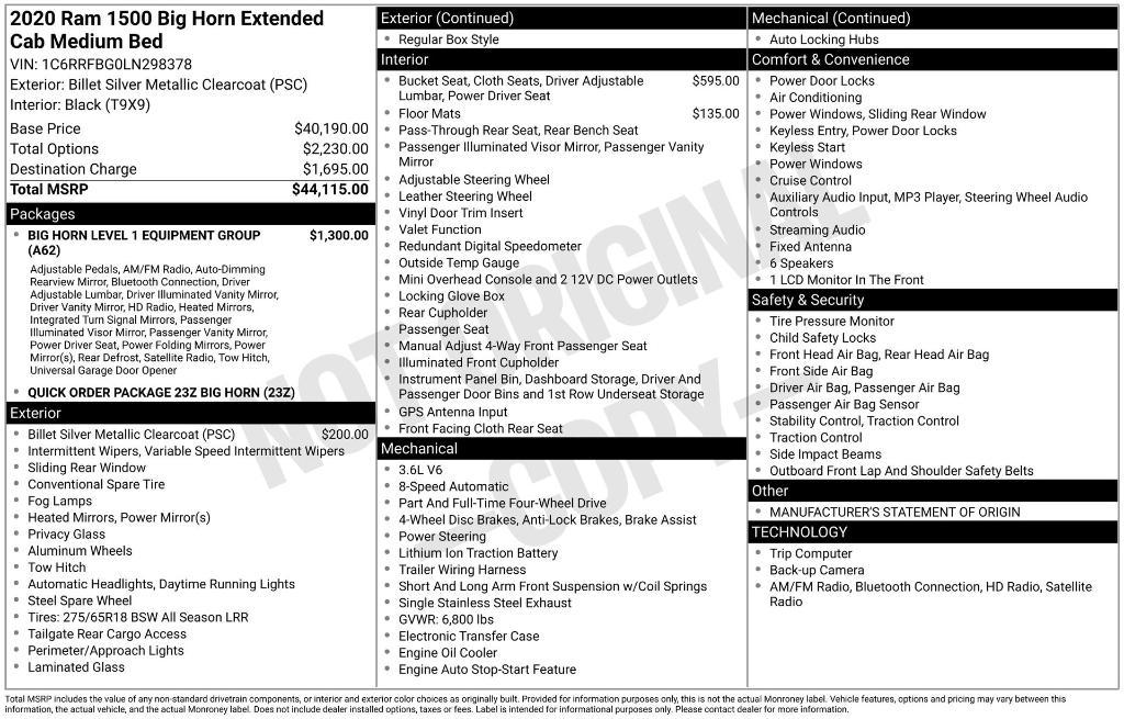 used 2020 Ram 1500 car