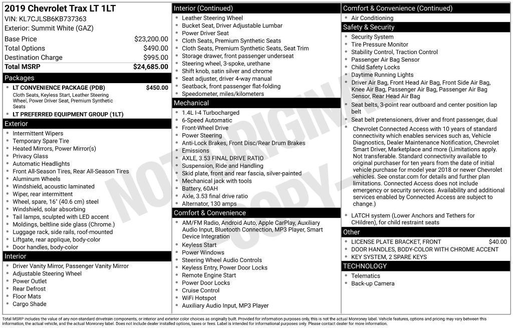 used 2019 Chevrolet Trax car, priced at $16,999