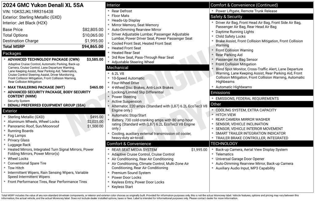 used 2024 GMC Yukon XL car, priced at $71,590