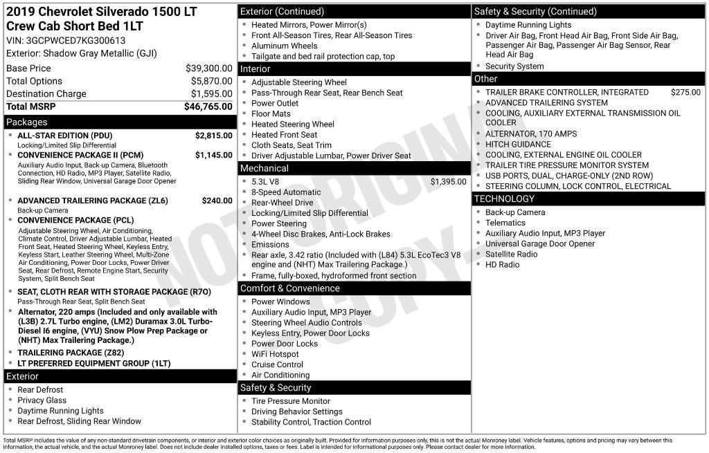 used 2019 Chevrolet Silverado 1500 car, priced at $21,190