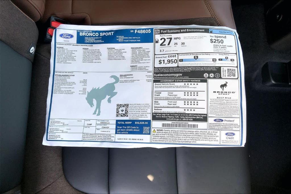 new 2025 Ford Bronco Sport car, priced at $38,921