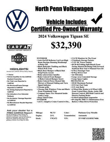 2024 Platinum Gray Metallic Volkswagen Tiguan