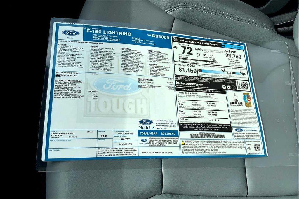 new 2025 Ford F-150 Lightning car, priced at $65,262