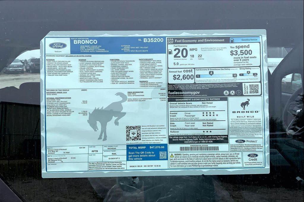 new 2025 Ford Bronco car, priced at $42,028