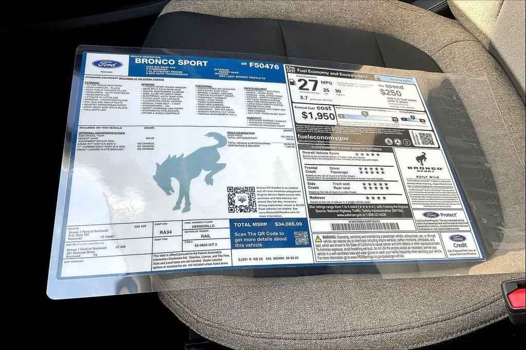 new 2025 Ford Bronco Sport car, priced at $32,120