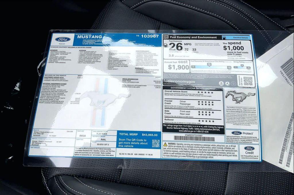 new 2026 Ford Mustang car, priced at $43,965