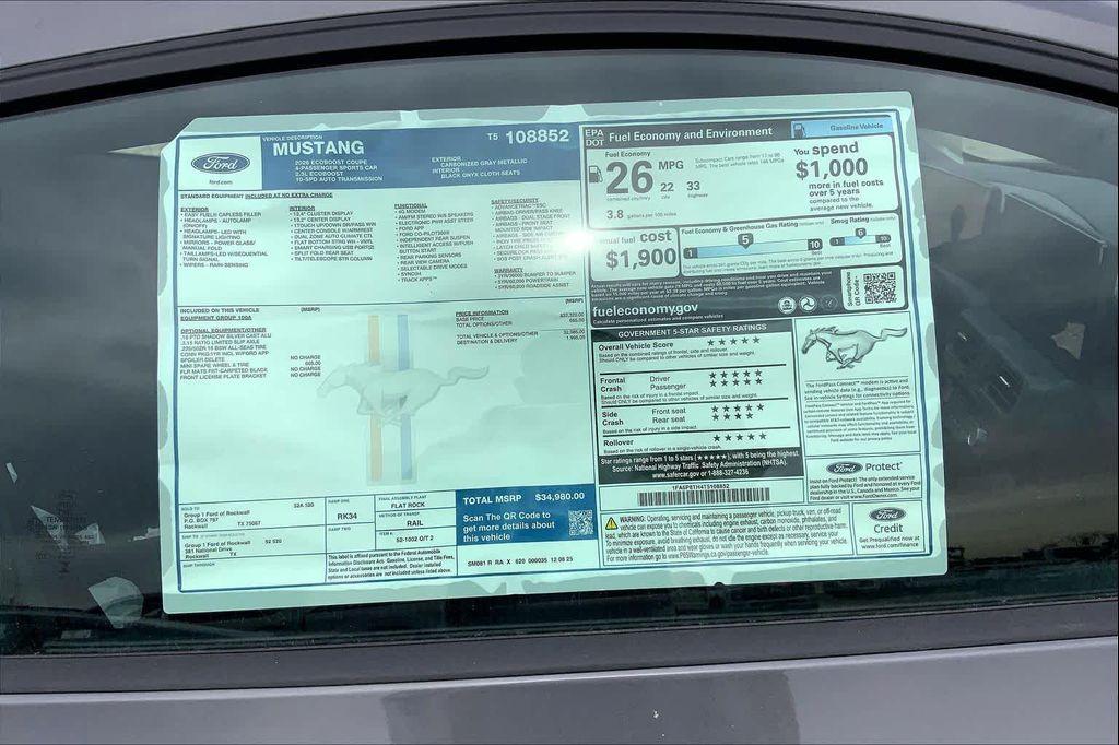 new 2026 Ford Mustang car, priced at $35,375