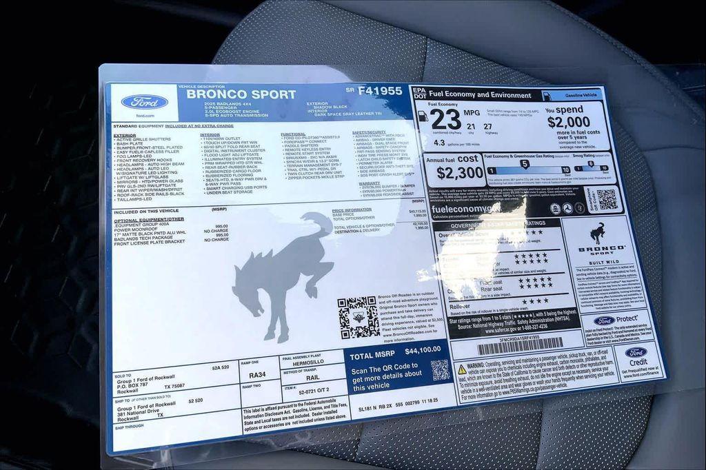 new 2025 Ford Bronco Sport car, priced at $39,486