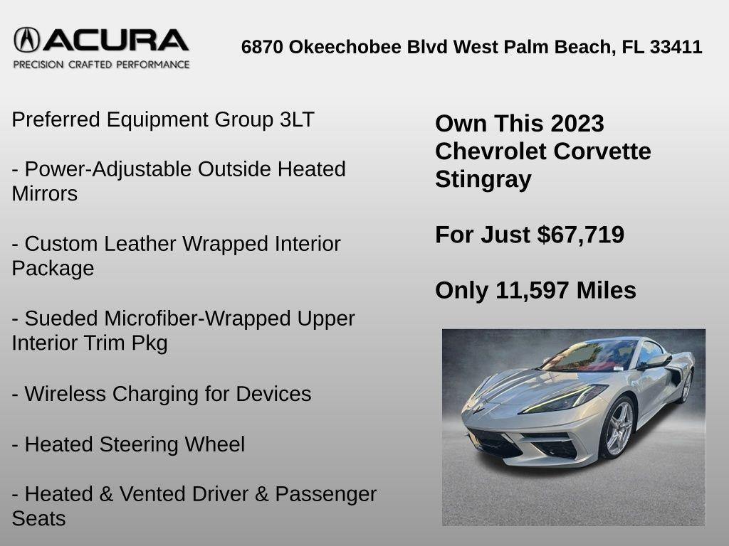 used 2023 Chevrolet Corvette car, priced at $67,719