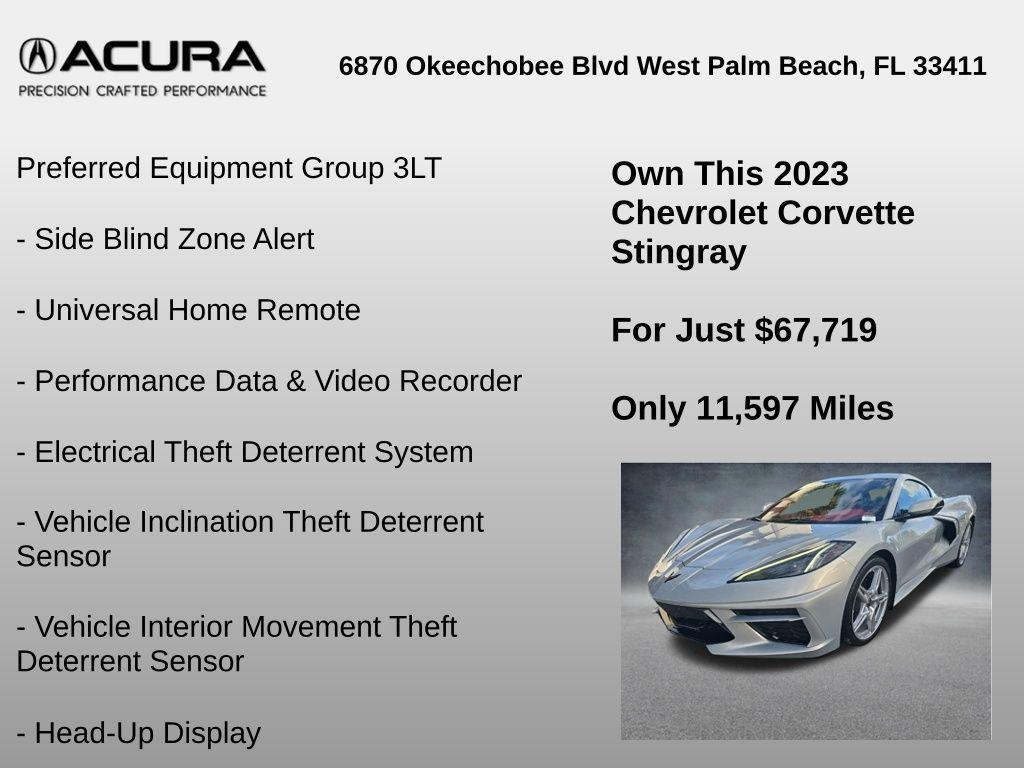 used 2023 Chevrolet Corvette car, priced at $67,719