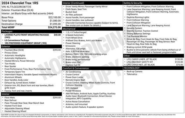 used 2024 Chevrolet Trax car, priced at $22,995