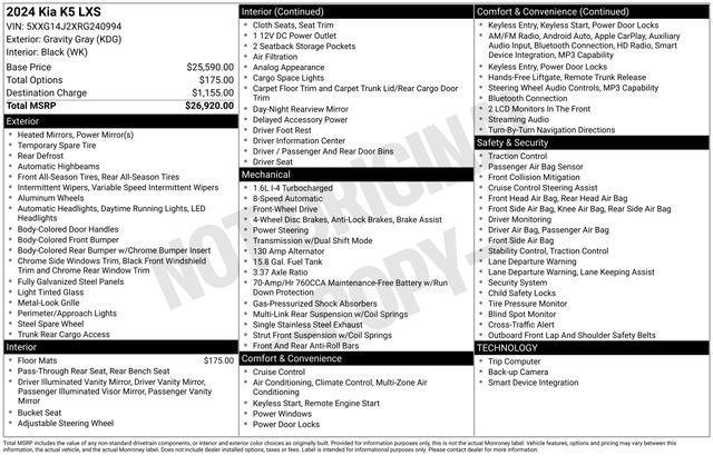 used 2024 Kia K5 car, priced at $20,995