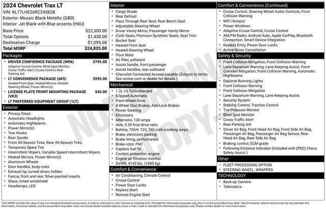 used 2024 Chevrolet Trax car, priced at $20,995