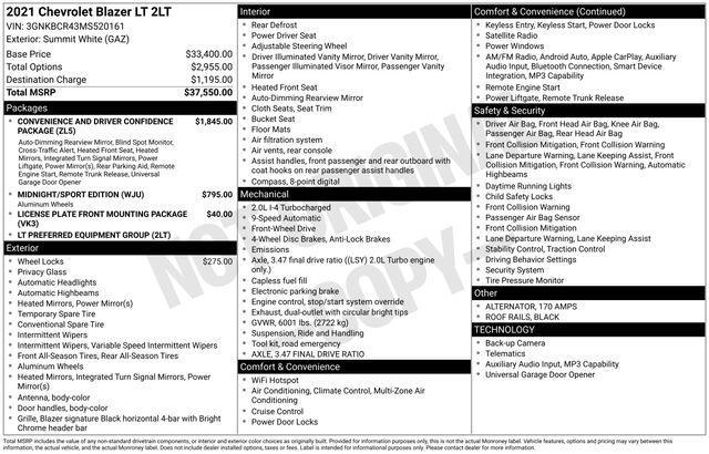 used 2021 Chevrolet Blazer car, priced at $15,995