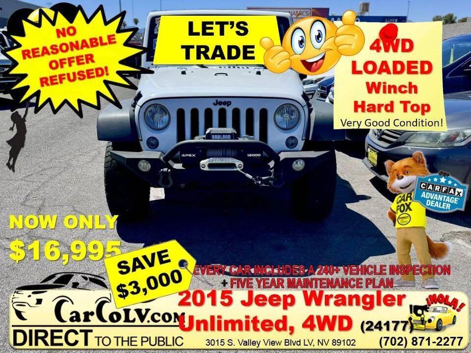 used 2015 Jeep Wrangler Unlimited car, priced at $16,995