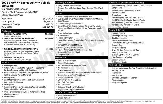 used 2024 BMW X7 car, priced at $55,549