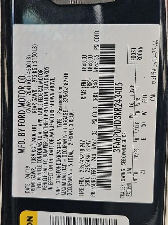 used 2019 Ford Fusion car, priced at $16,144