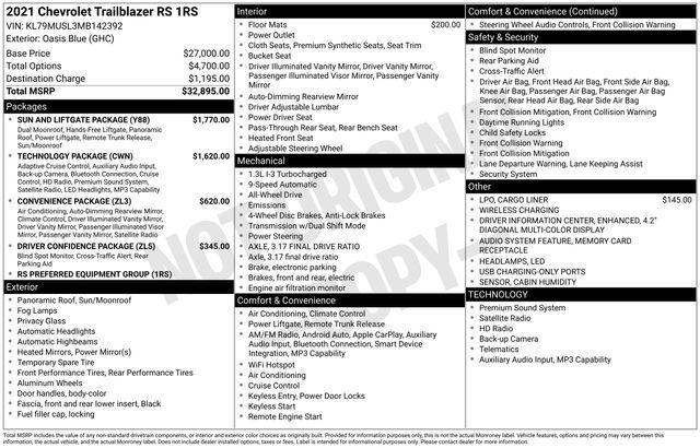 used 2021 Chevrolet TrailBlazer car, priced at $22,898