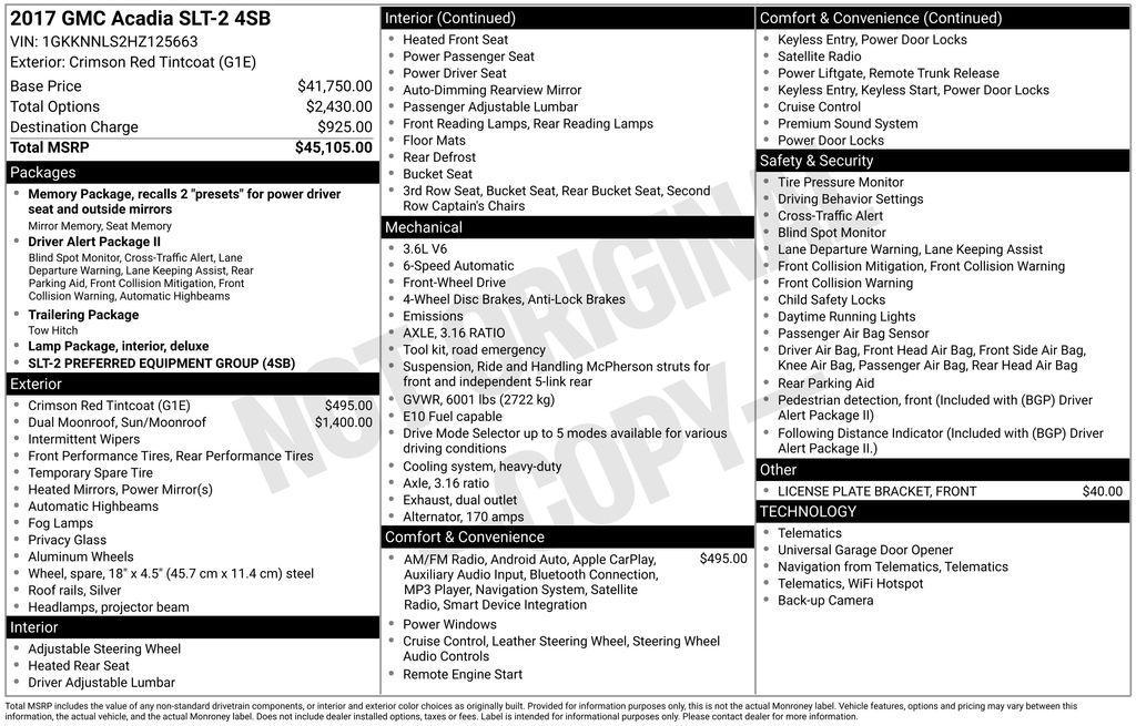 used 2017 GMC Acadia car, priced at $13,500