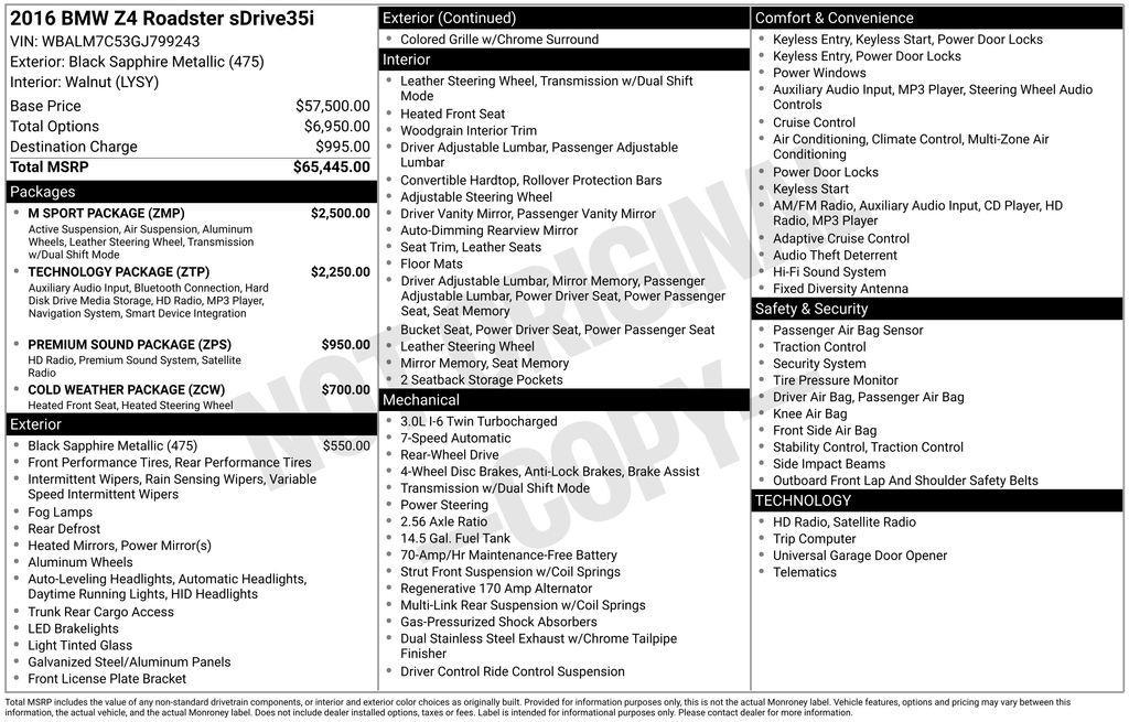used 2016 BMW Z4 car, priced at $17,901
