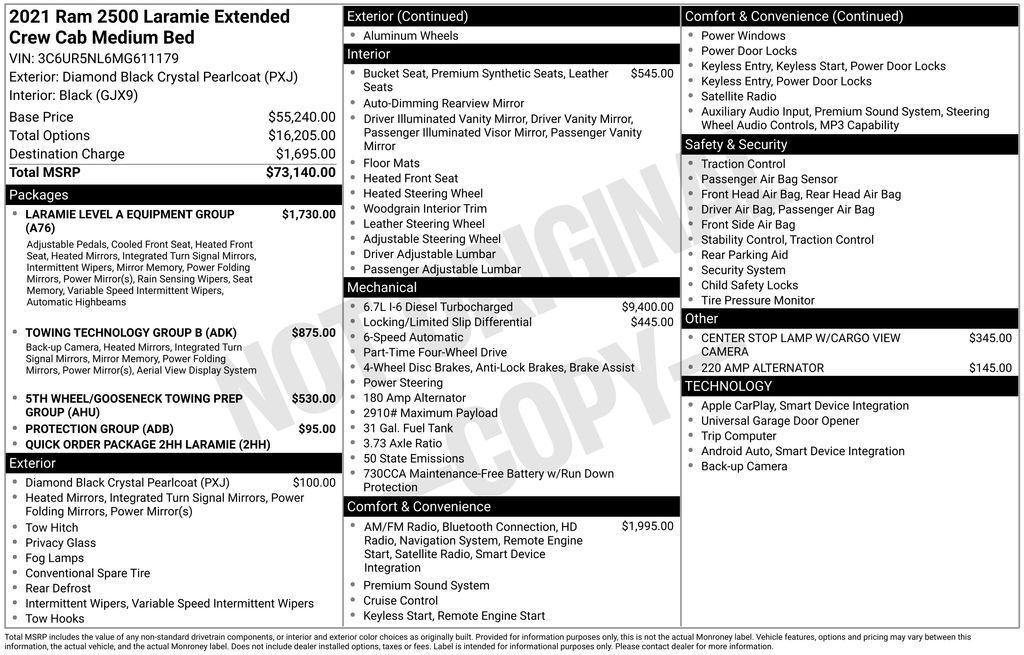 used 2021 Ram 2500 car, priced at $55,500