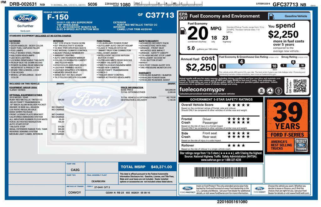 used 2016 Ford F-150 car, priced at $23,900