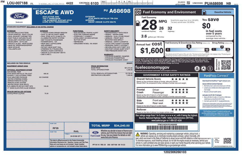 used 2023 Ford Escape car, priced at $23,500