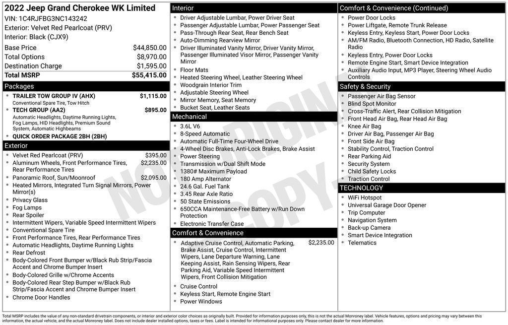 used 2022 Jeep Grand Cherokee car, priced at $22,900