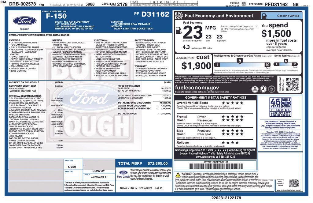 used 2023 Ford F-150 car, priced at $55,501