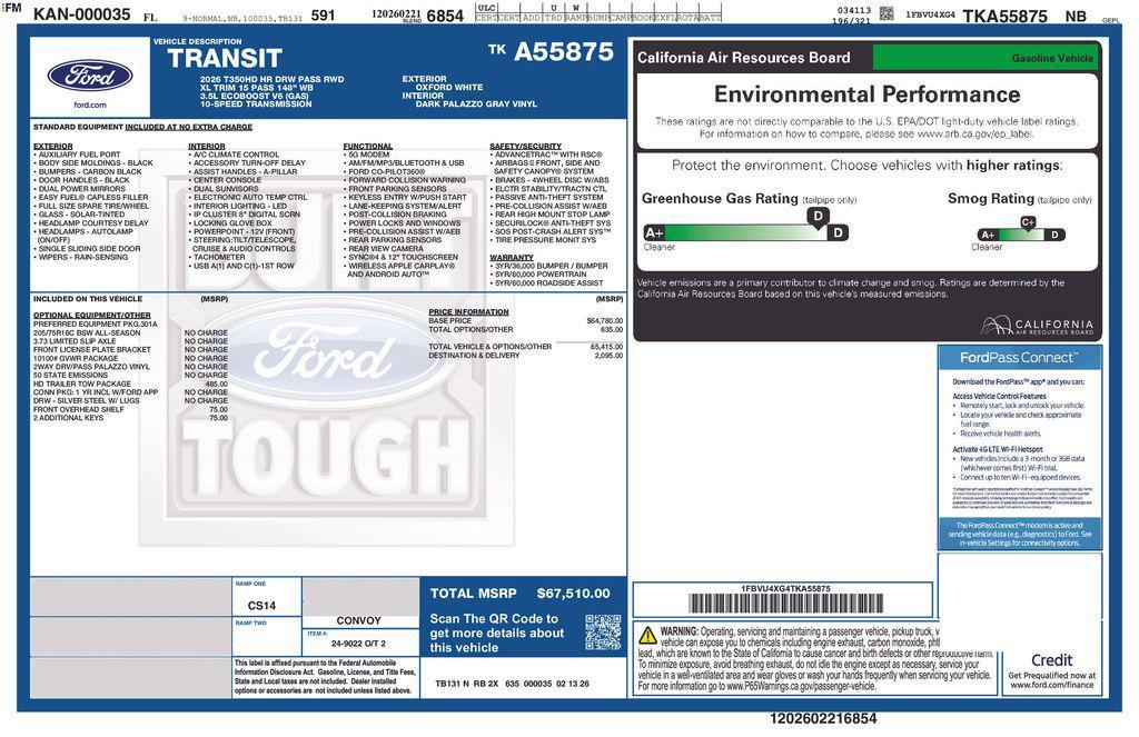 new 2026 Ford Transit-350 car, priced at $65,908