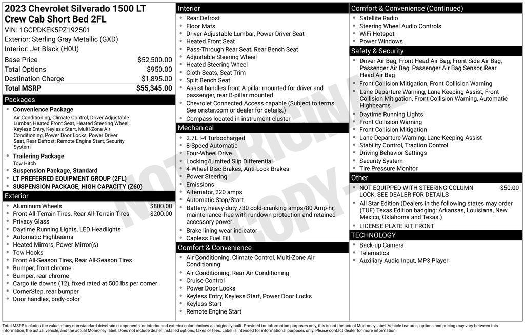 used 2023 Chevrolet Silverado 1500 car, priced at $37,750