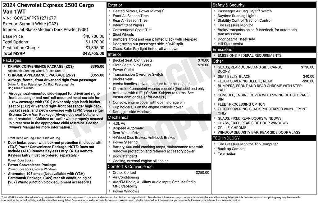 used 2024 Chevrolet Express 2500 car, priced at $30,000