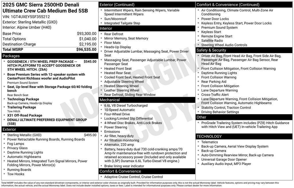 new 2025 GMC Sierra 2500 car, priced at $88,900