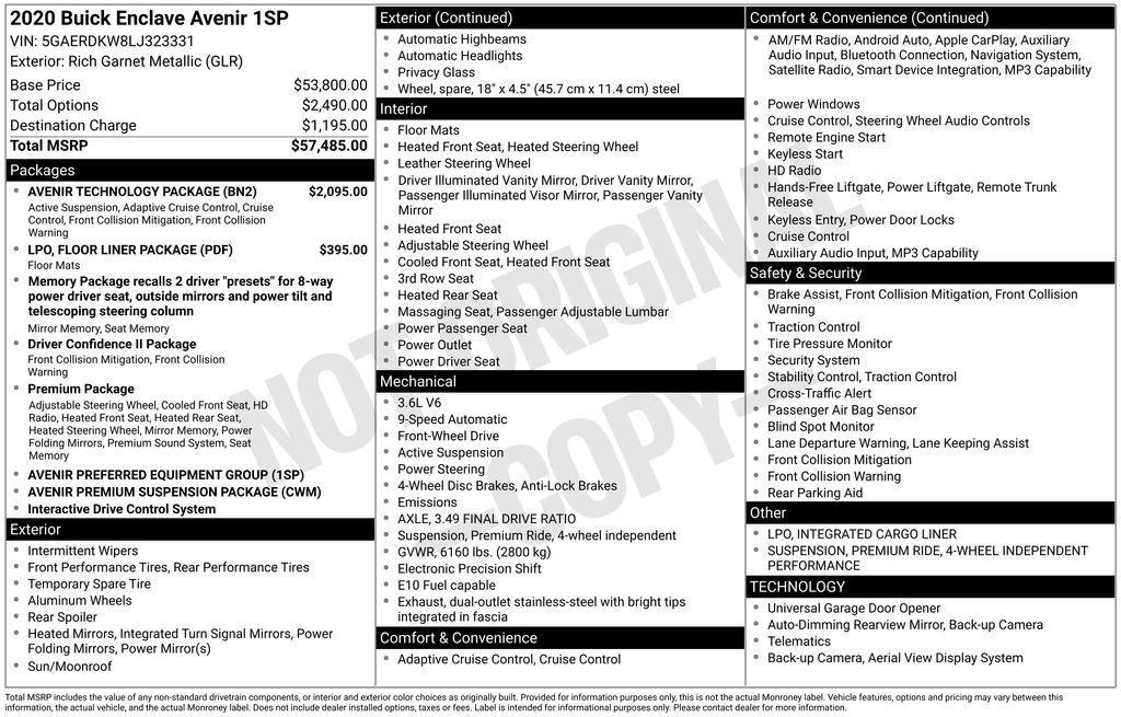 used 2020 Buick Enclave car, priced at $25,300