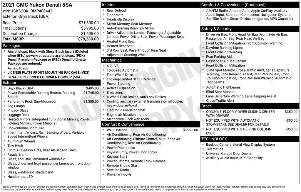 used 2021 GMC Yukon car, priced at $47,750