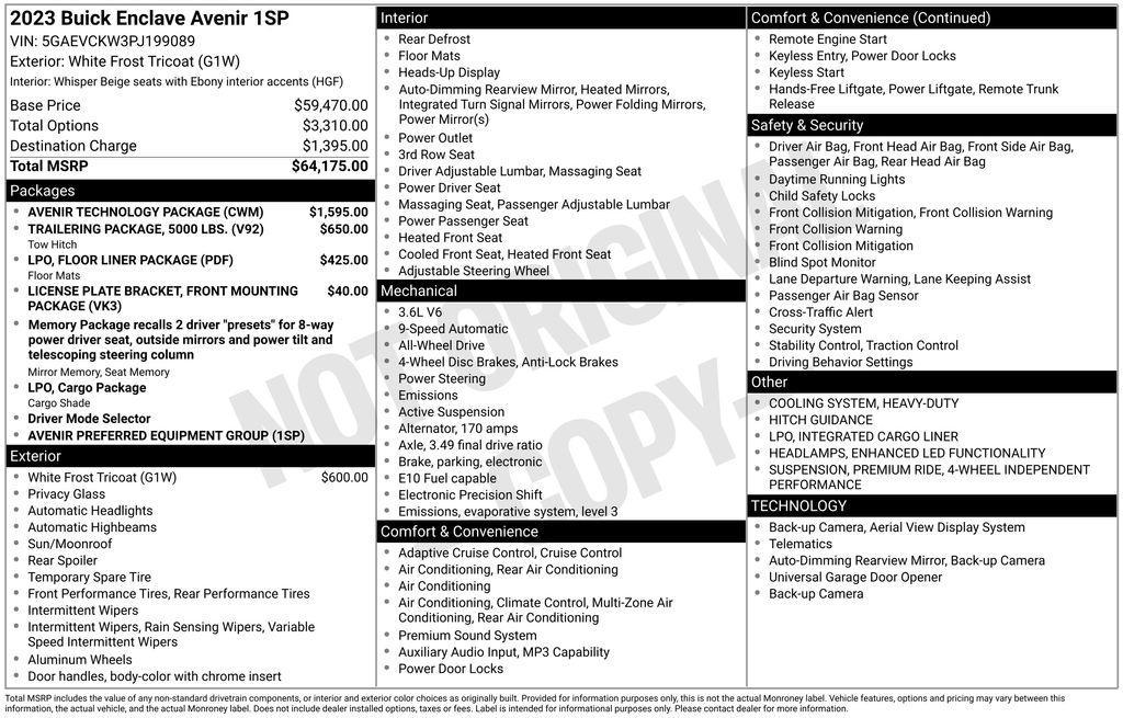 used 2023 Buick Enclave car, priced at $39,900