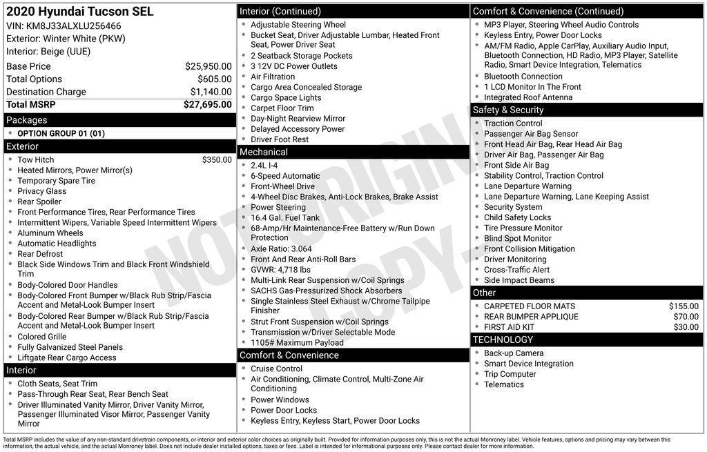 used 2020 Hyundai Tucson car, priced at $18,900