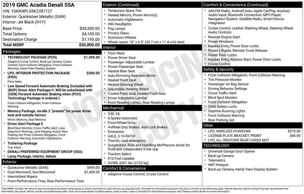 used 2019 GMC Acadia car, priced at $20,800