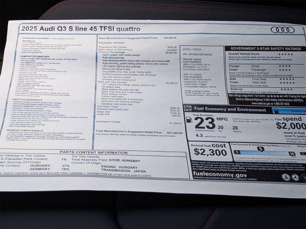 new 2025 Audi Q3 car, priced at $47,265