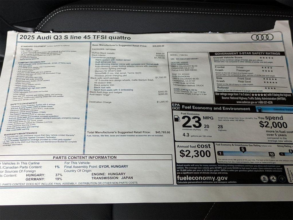 new 2025 Audi Q3 car, priced at $45,785