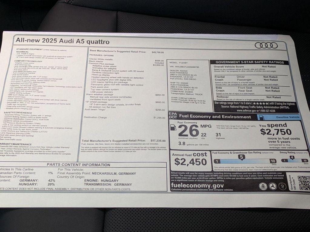 new 2025 Audi A5 car, priced at $51,920