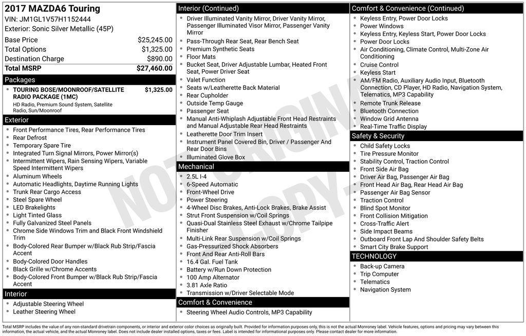 used 2017 Mazda Mazda6 car, priced at $8,750