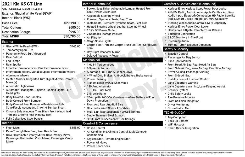 used 2021 Kia K5 car, priced at $19,400