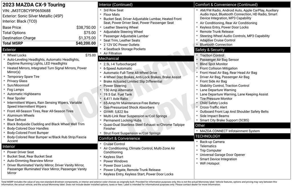 used 2023 Mazda CX-9 car, priced at $31,198