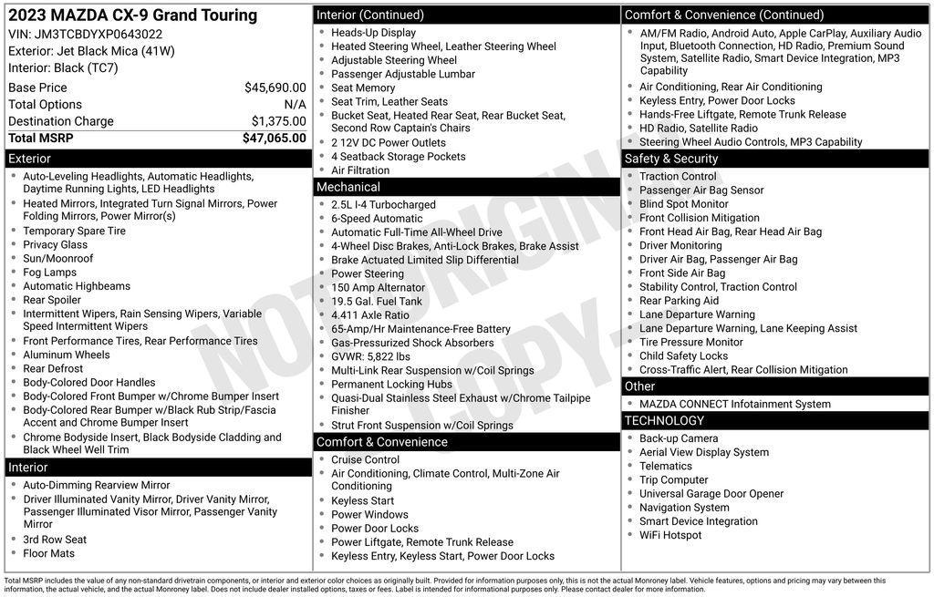 used 2023 Mazda CX-9 car, priced at $26,300