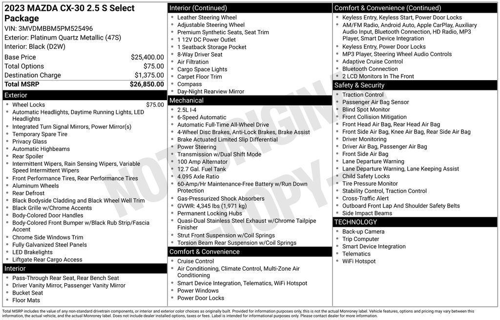 used 2023 Mazda CX-30 car, priced at $21,250